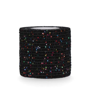 Elasztikus öntapadó kötés - Fekete Glitteres (5cm/4,5m)