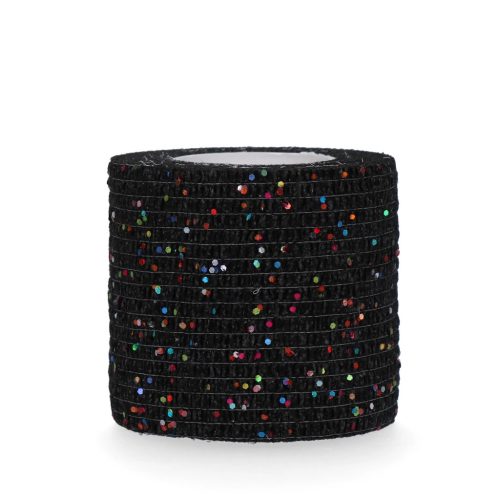 Elasztikus öntapadó kötés - Fekete Glitteres (5cm/4,5m)