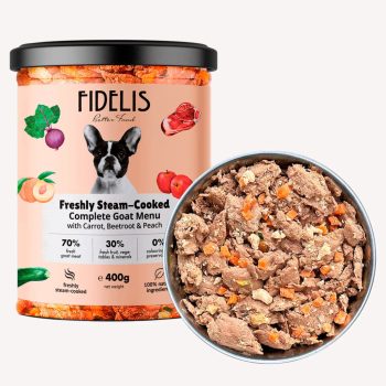 FIDELIS - Főtt menü - Kecske, Sárgarépa és Őszibarack