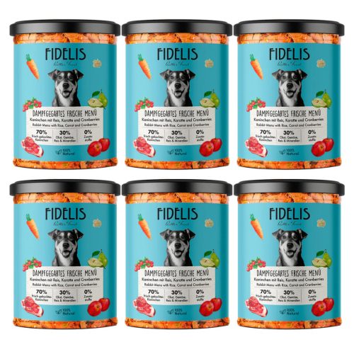 FIDELIS - Főtt menü - Nyúl, Sárgarépa és Áfonya 6x400g
