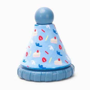   Hugsmart - Sípoló gumijáték plüss borítással - Party Hat (kék)