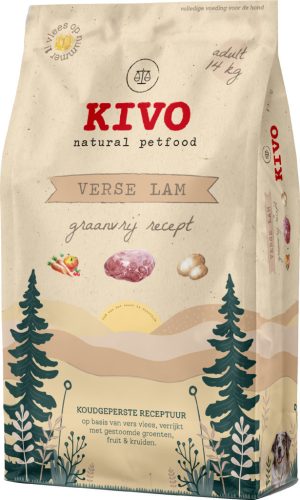 KIVO - Hidegen sajtolt Gabonamentes Száraztáp - Friss Bárány, 14kg