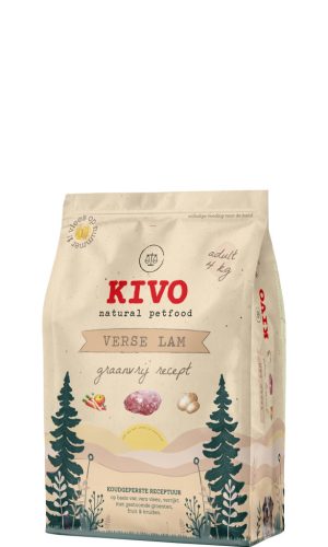 KIVO - Hidegen sajtolt Gabonamentes Száraztáp - Friss Bárány, 4kg