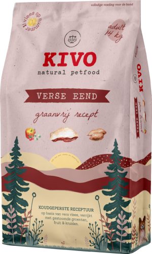 KIVO - Hidegen sajtolt Gabonamentes Száraztáp - Kacsa, 14kg