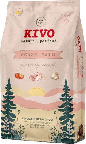 KIVO - Hidegen sajtolt Gabonamentes Száraztáp - Lazac, 14kg