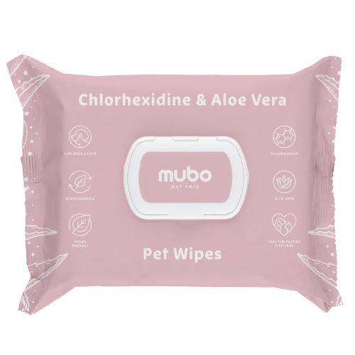 Mubo - Pet Wipes 100pc - Kisállat törlőkendő Aloe Verával (klórhexidinnel)