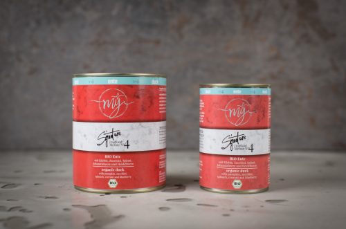 mÿ dog food signature - Bio Kacsa, Sütőtök, Spenót, Áfonya menü, 820g