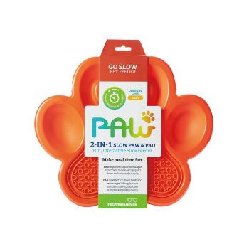   PetDreamHouse - PAW 2in1 Slow Feeder & Lick Pad Lickimat - Narancssárga