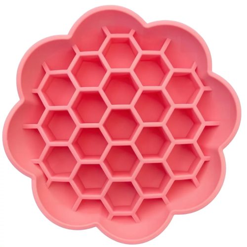 SlowJoy - Evéslassító szilikon tál - Honeycomb - Rózsaszín