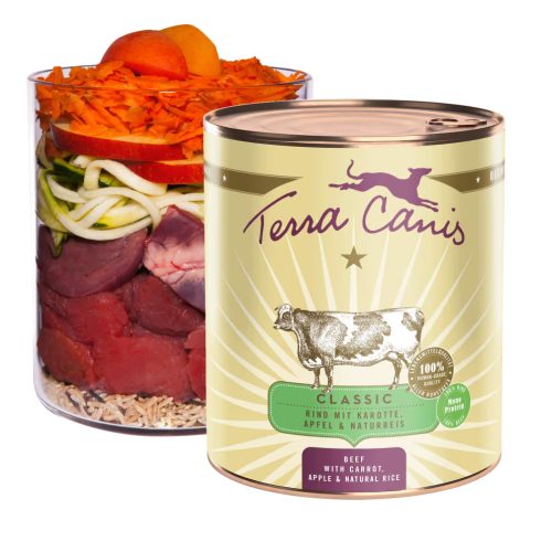 Terra Canis - Classic - Marha, Barna rizs, Sárgarépa, Alma menü (800g)