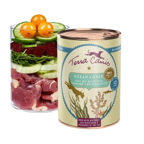 Terra Canis - Ocean Lover - Kacsa, Homoktövis, Tenger gyümölcsei menü (400g)
